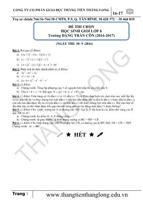 Đề thi chọn học sinh giỏi lớp 8 môn Toán học